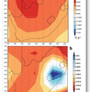 Spatial Maps Of Ensemble Mean Projected Trends For Temperature And