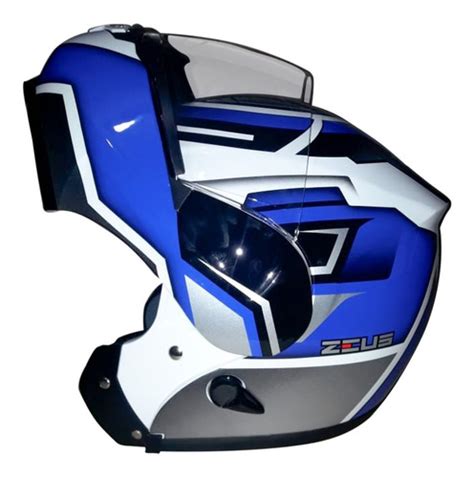 Casco Rebatible Zeus Gj Azul Doble Visor Fas Motos Fasmotos