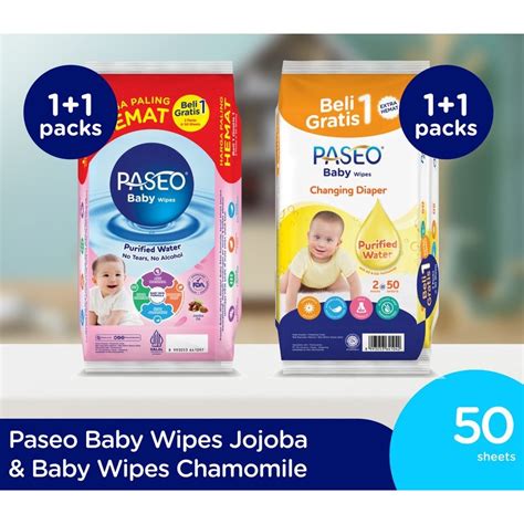 Jual Paseo Baby Wipes Tissue Basah 50 Sheets 2 Packs Shopee Indonesia