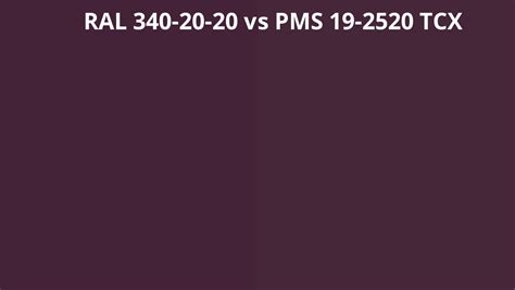 Ral 340 20 20 Vs Pms 19 2520 Tcx Ral Colour Chart Uk