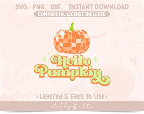 Hello Pumpkin Disco Ball SVG Halloween Design Silhouette Etsy India