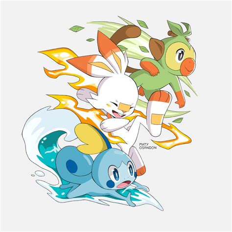 Pokemon Sword and Shield starters by matyosandon on DeviantArt