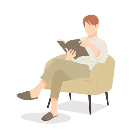 Premium Vector Good Man Sitting And Reading Book Isolated Illustration