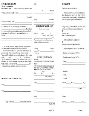 Detainer Warrant Fill Online Printable Fillable Blank Pdffiller