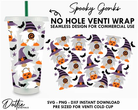 Spooky Halloween Gonks Starbucks Cold Cup No Hole Svg Png Dxf No Gap