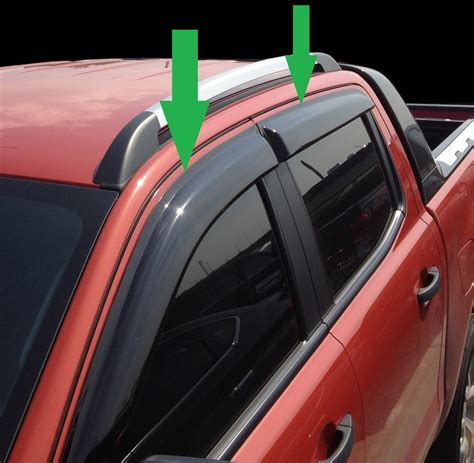 Black Window Wind Deflector Kit Double Cab 4 Door Ford Ranger 2