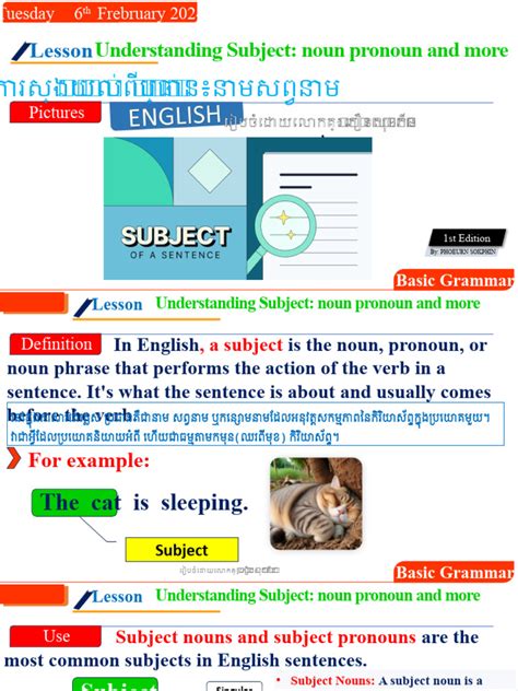 understanding subject noun pronoun    subject grammar noun