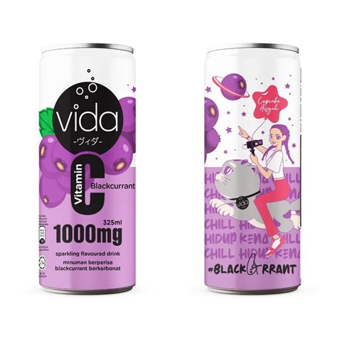 Vida Vitamin C Blackcurrant Sparkling Flavoured Drink 325ml Pasar