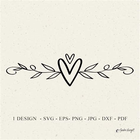 Heart Flourish Plotter File Svg Dxf Png Leaves Heart Cricut Inspire