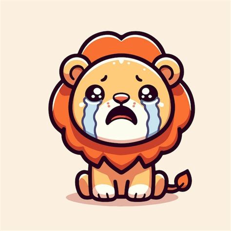 Premium Vector Cute Crying Lion Vector