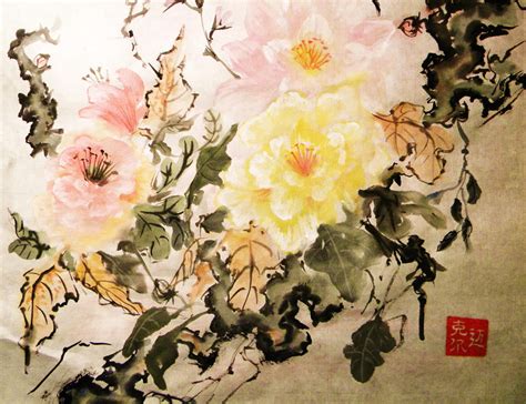 peonies chinese brush painting by michaleth on DeviantArt