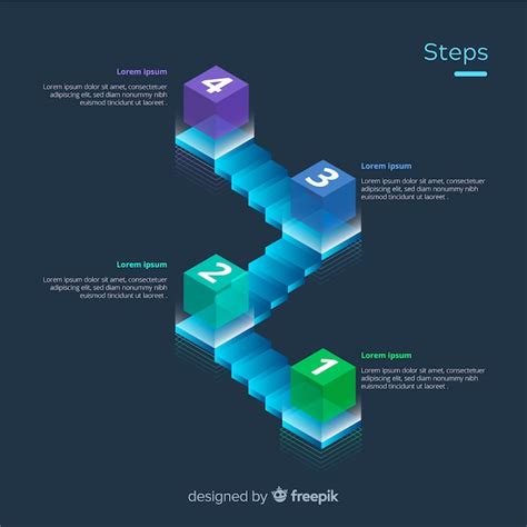 Free Vector Isometric Infographic Steps Concept