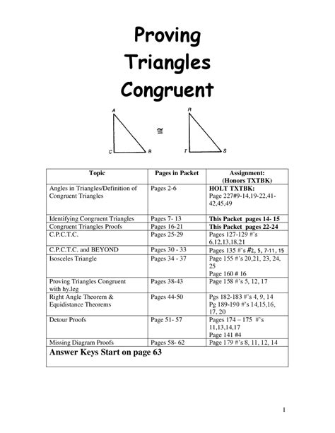 Free Printable Triangle Congruence Proofs Worksheets Worksheets Library