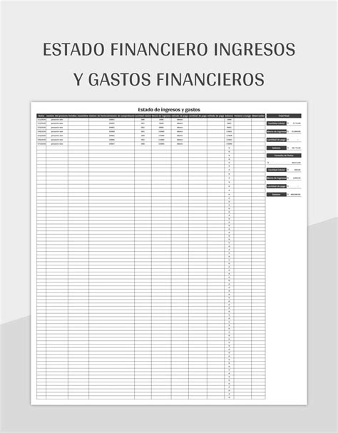 Plantilla De Excel Estado Financiero Ingresos Y Gastos Financieros Y