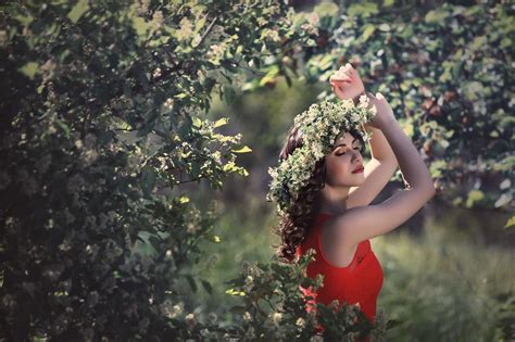 Wallpaper Plants Women Outdoors Closed Eyes 2100x1400