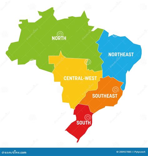 Brazil - map of regions stock vector. Illustration of border - 200927885
