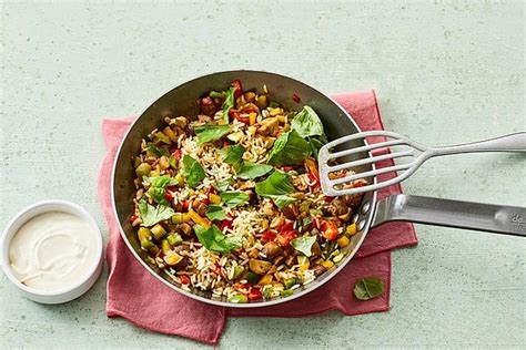 Colorful Pan Fried Mediterranean Vegetables With Rice