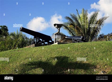 A Canon at Fort King George Scarborough in Trinidad und Tobago Stock Photo - Alamy