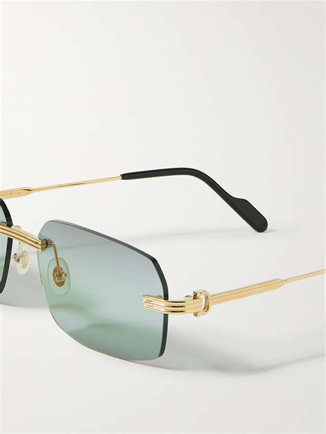 Cartier Eyewear Rimless Rectangular Frame Gold Tone Sunglasses For Men Mr Porter