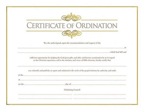 Printable Pastor Ordination Certificate Template Excel | Certificate ...