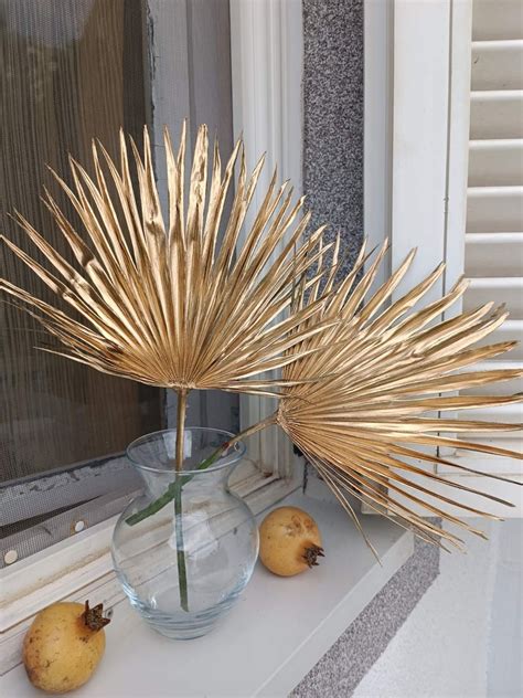 Gold Dried Sun Palm Leaves Fronds Organic Tropical Fan Palm Leaf