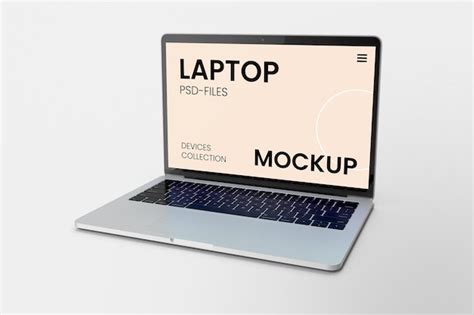 Premium Psd Laptop Device Mockup With Side Perspective View