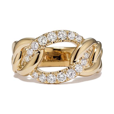 Shane Co Diamond Link Ring In 14k Yellow Gold