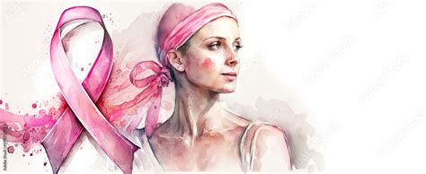 pink awareness ribbon in watercolor style , Generative Ai Stock ...