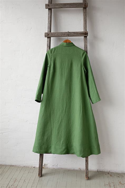 Apple Green Emma Linen Coat Allthebeautifullinen