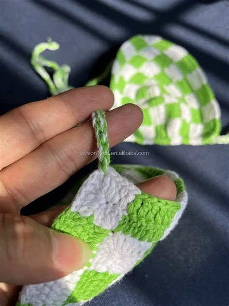 2024 Green Checker Crochet String Bikini Set Sexy Bathing Suit