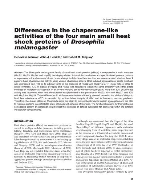 Pdf Differences In The Chaperone Like Activities Of The Four Main