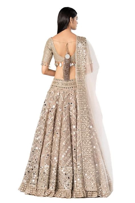 Abhinav Mishra Chevron Pattern Work Bridal Lehenga Set Women