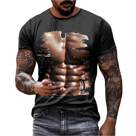 Honveio Mens Tops Casual Stylish Casual Mens Muscle Print T Shirt Tee