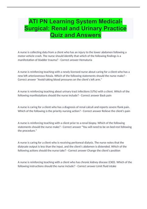 Rn Targeted Medical Surgical Renal And Urinary Online Practice 2023