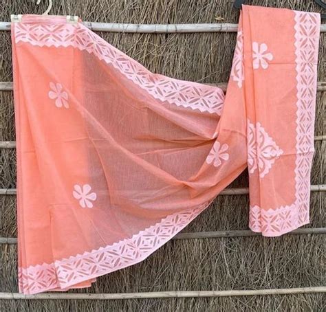 Stunning Applique Organdy Cotton Saree Custom Colors At Rs 1900