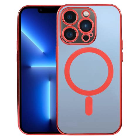 MagSafe Electroplating Straight TPU Phone Case For iPhone 13 Pro (Red
