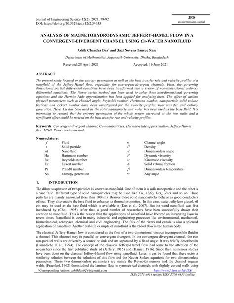 PDF Analysis Of Magnetohydrodynamic Jeffery Hamel Flow In A