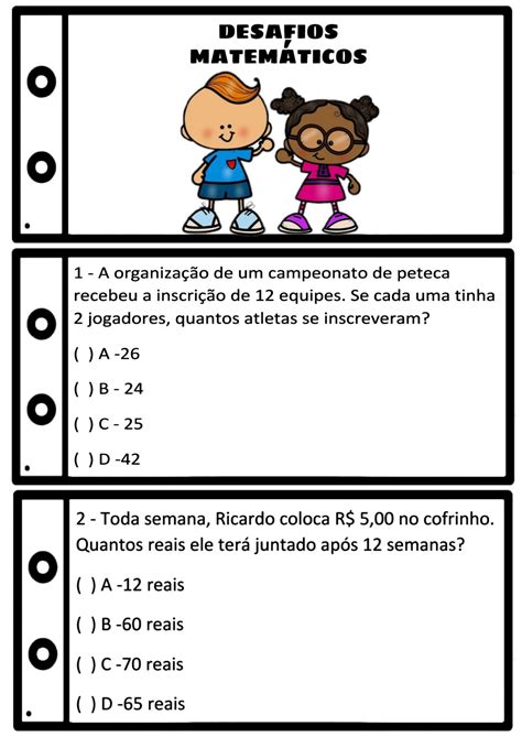 Raciocínio Lógico Matemático Desafios Matemáticos Divertidos 5 Ano