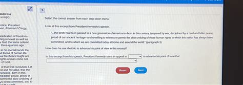 Solved 5 Address Excerpt Select The Correct Answer From Each Drop