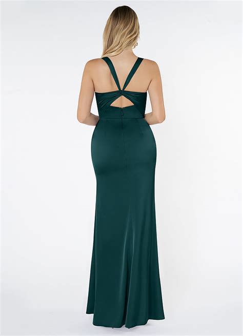 Pine Floor Length Stretch Satin Bridesmaid Dresses Starting At Azazie