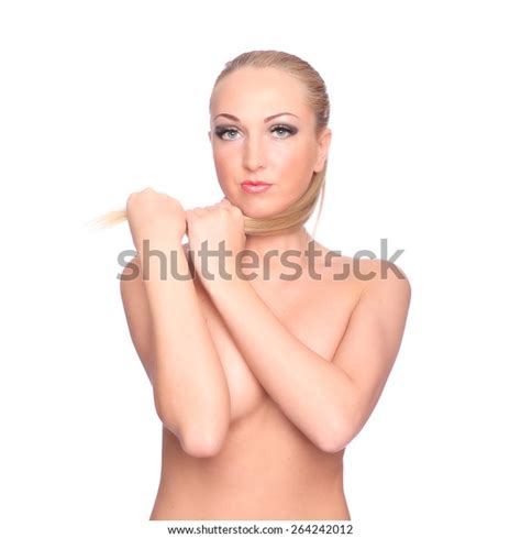 Beautiful Naked Woman Poses Covering Itself Stock Photo