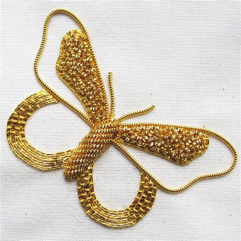 Goldwork Butterfly Gold Work Hand Embroidery Designs Gold Work