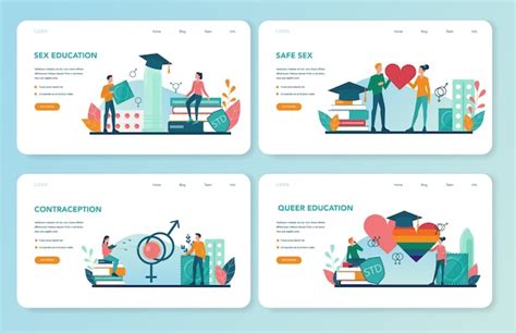 Premium Vector Sexual Education Web Banner Or Landing Page Set