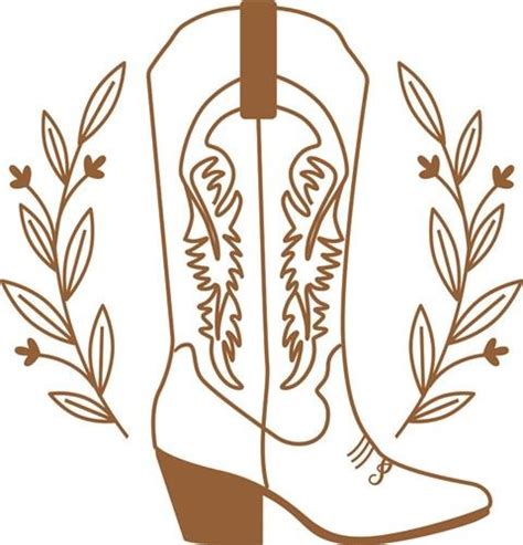 Cowboy Boots And Flowers Decoration Outline Vector Image, 59% OFF