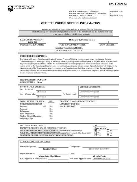 Fillable Online Political Science POSC Academic Calendar Fax Email