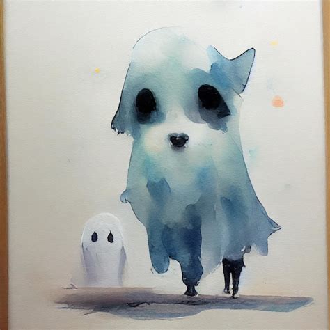 Premium Photo | Painting of a ghost and a dog with a ghost face generative ai