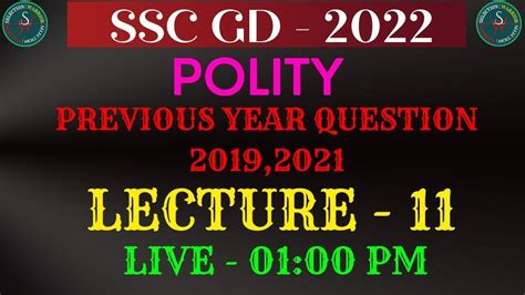 Ssc Gd Polity Previous Year Questions Lecture Gk Gs