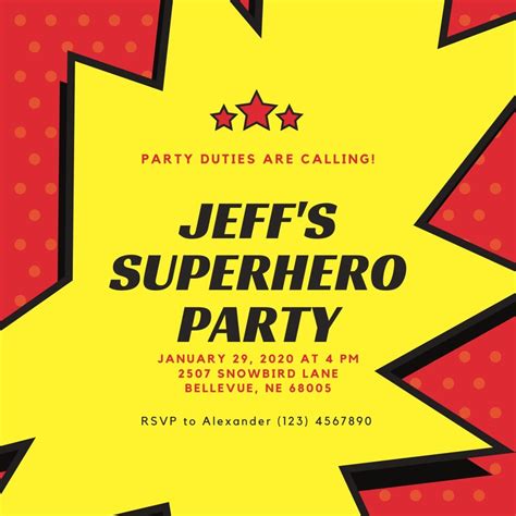 Free And Customizable Superhero Invitation Templates Canva