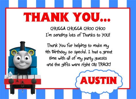 Thomas The Train Thank You Card By Dressed2chill On Etsy