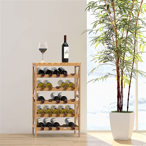 Best Buy Hastings Home Rustic Wine Rack Space Saving Free Standing Wine Bottle Holder For